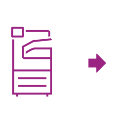 Icono violeta flecha fáser
