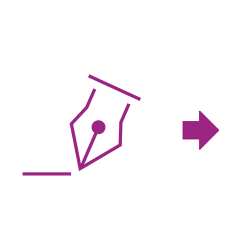 Icon violet signature arrow