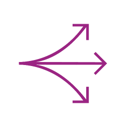 Drie pijlen pictogram violet