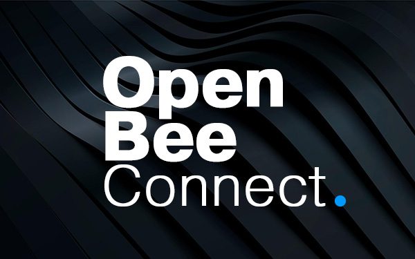Logotipo de Open Bee Connect sobre fondo negro