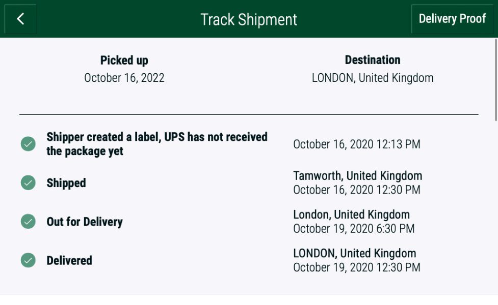 Illustration of the shipment interface of the application