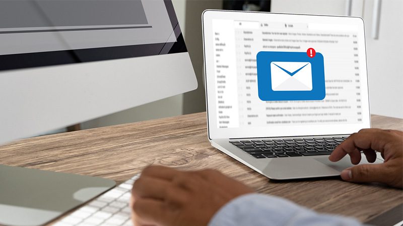 My Digital Registered Letter Application - Mail notification Computer screen open on mailbox with notification
