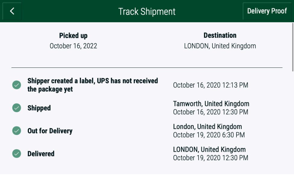 Shipment interface Illustration of the shipment interface of the application